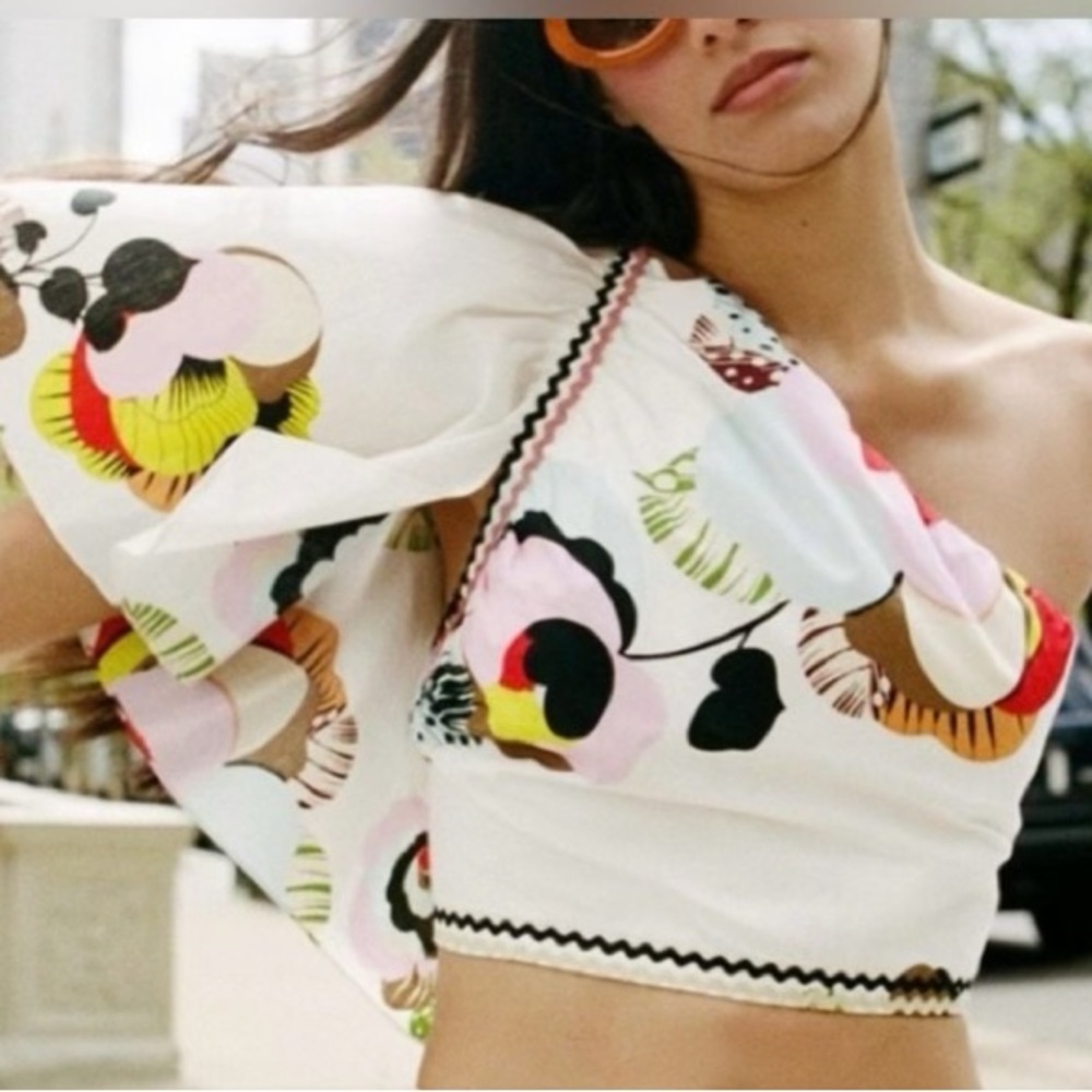 Zara Floral One Shoulder Top